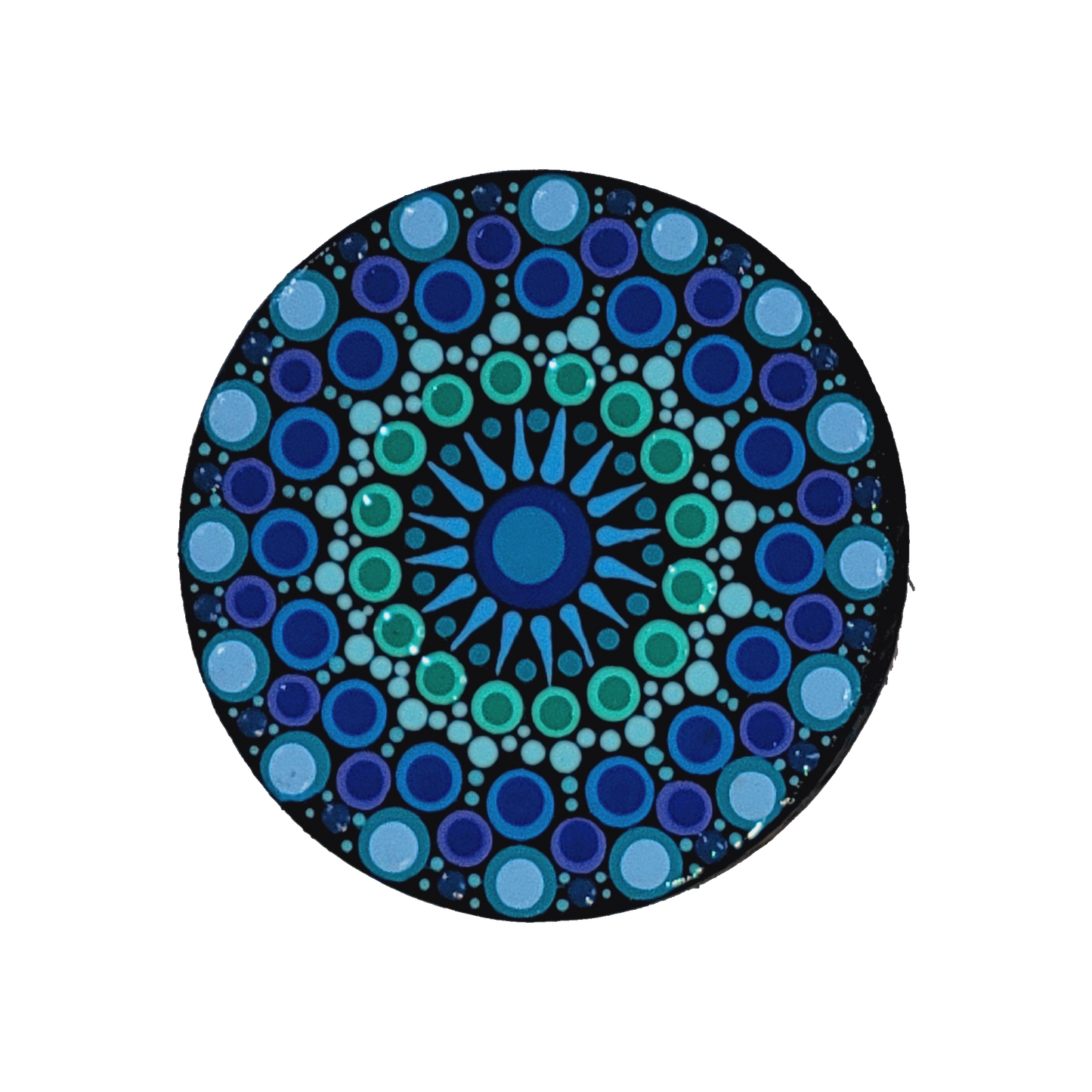 Mandala Coaster by Giza 4" Blue Real Wood