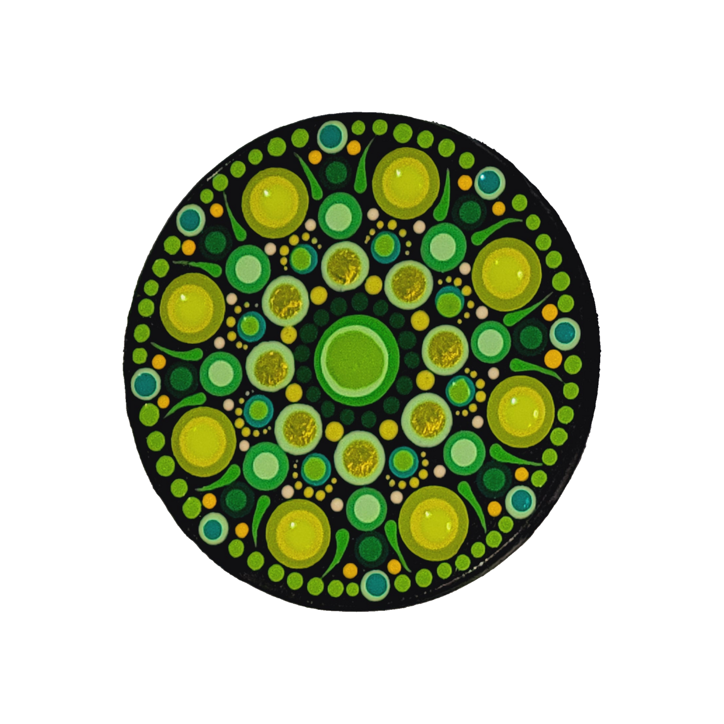 Mandala Coaster by Giza 4" Green Real Wood