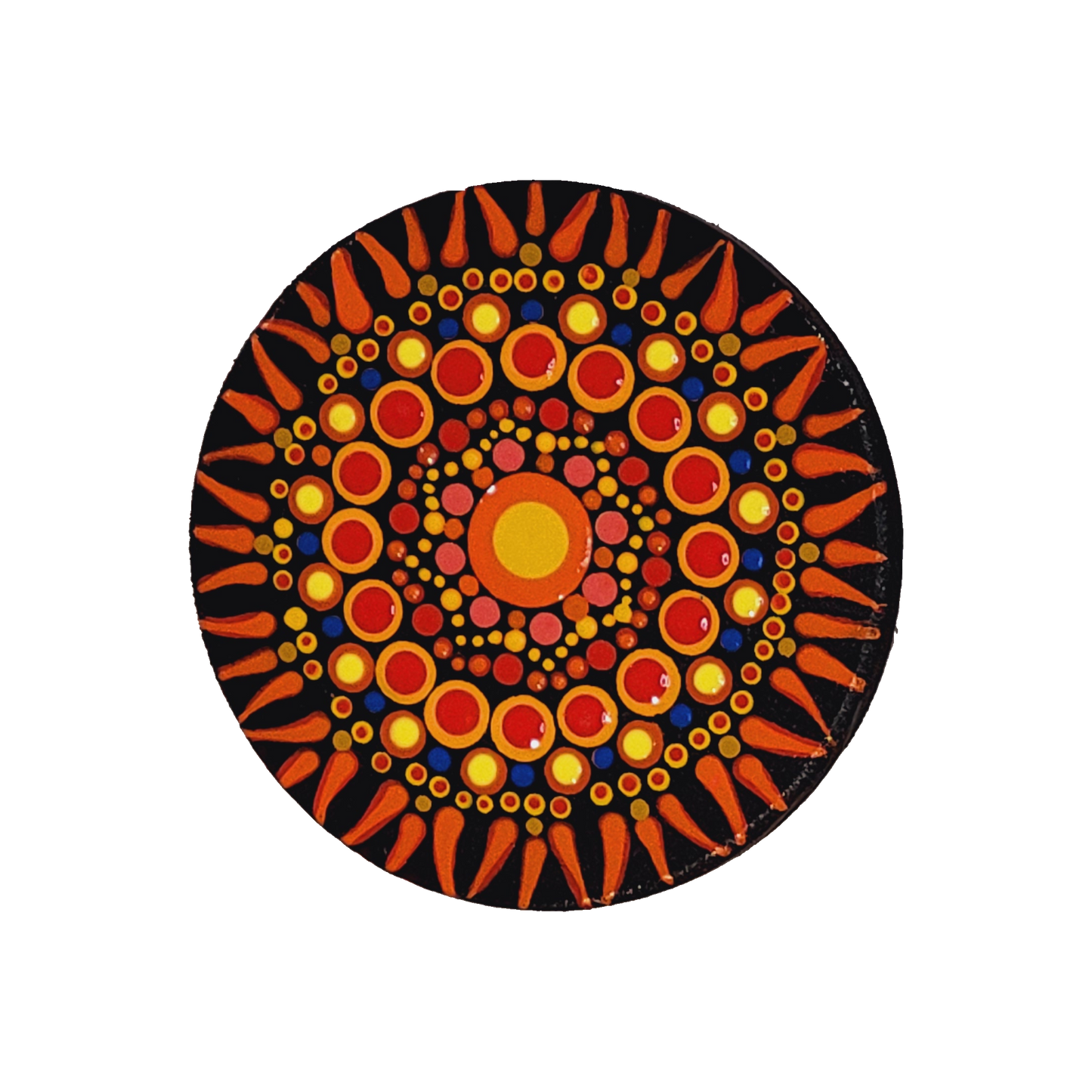 Mandala Coaster by Giza 4" Orange Real Wood