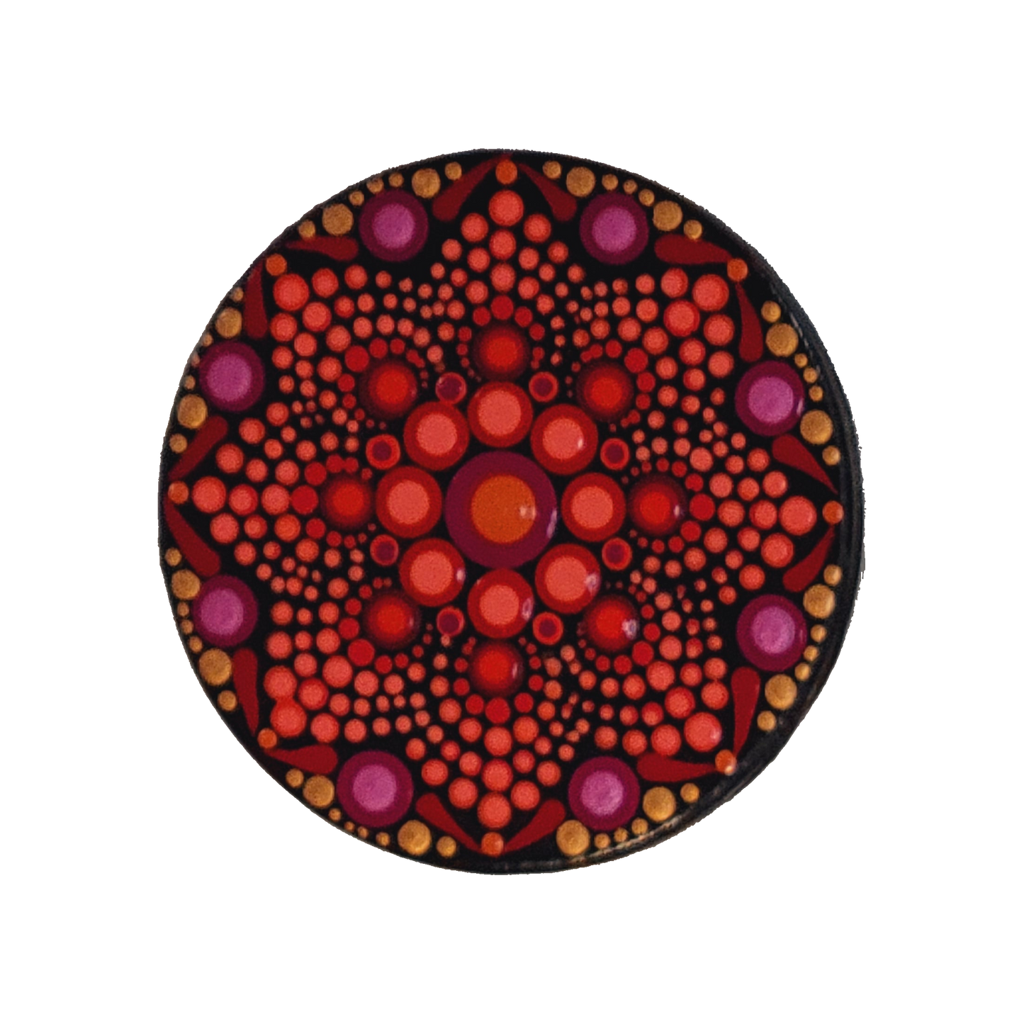 Mandala Coaster by Giza 4" Red Real Wood