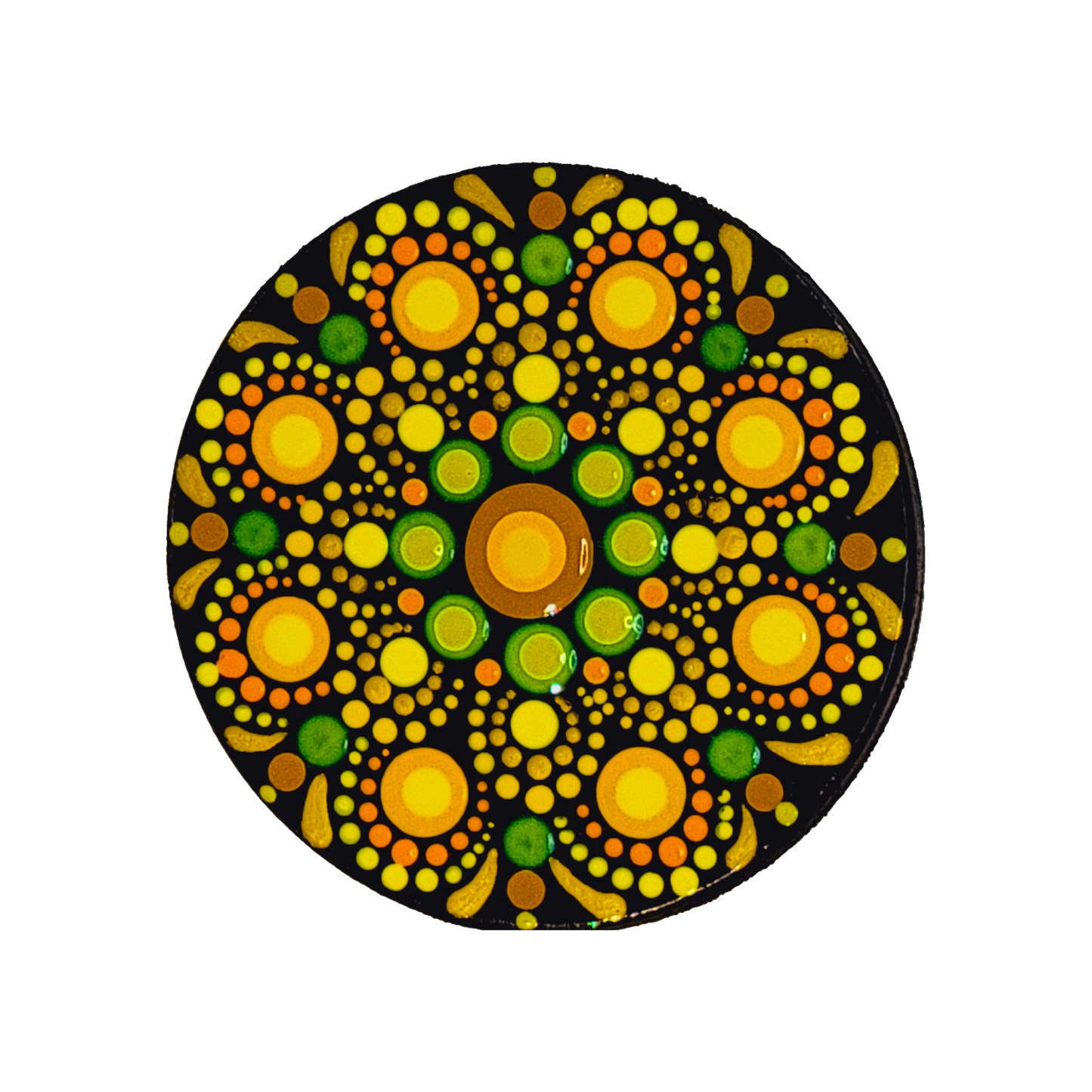 Mandala Coaster by Giza 4" Yellow Real Wood